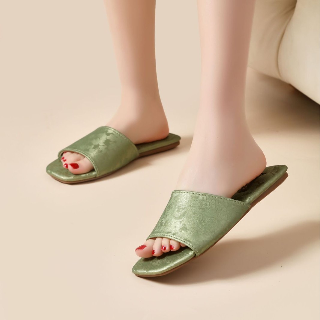 Haoting 2026 Spring/Summer Printed Open-Toe Indoor Slippers with Rubber Sole, Non-Slip for Men, Breathable and Silent for Women, Suitable for Floor Use
