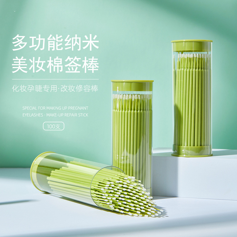 disposable nano cotton swab wholesale portable boxed canned small head cotton swab eyeliner grafting eyelash thin cotton swab