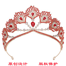 批发泰国选美皇冠跨境新娘皇冠 孔雀开屏造形镶水钻走秀生日王冠