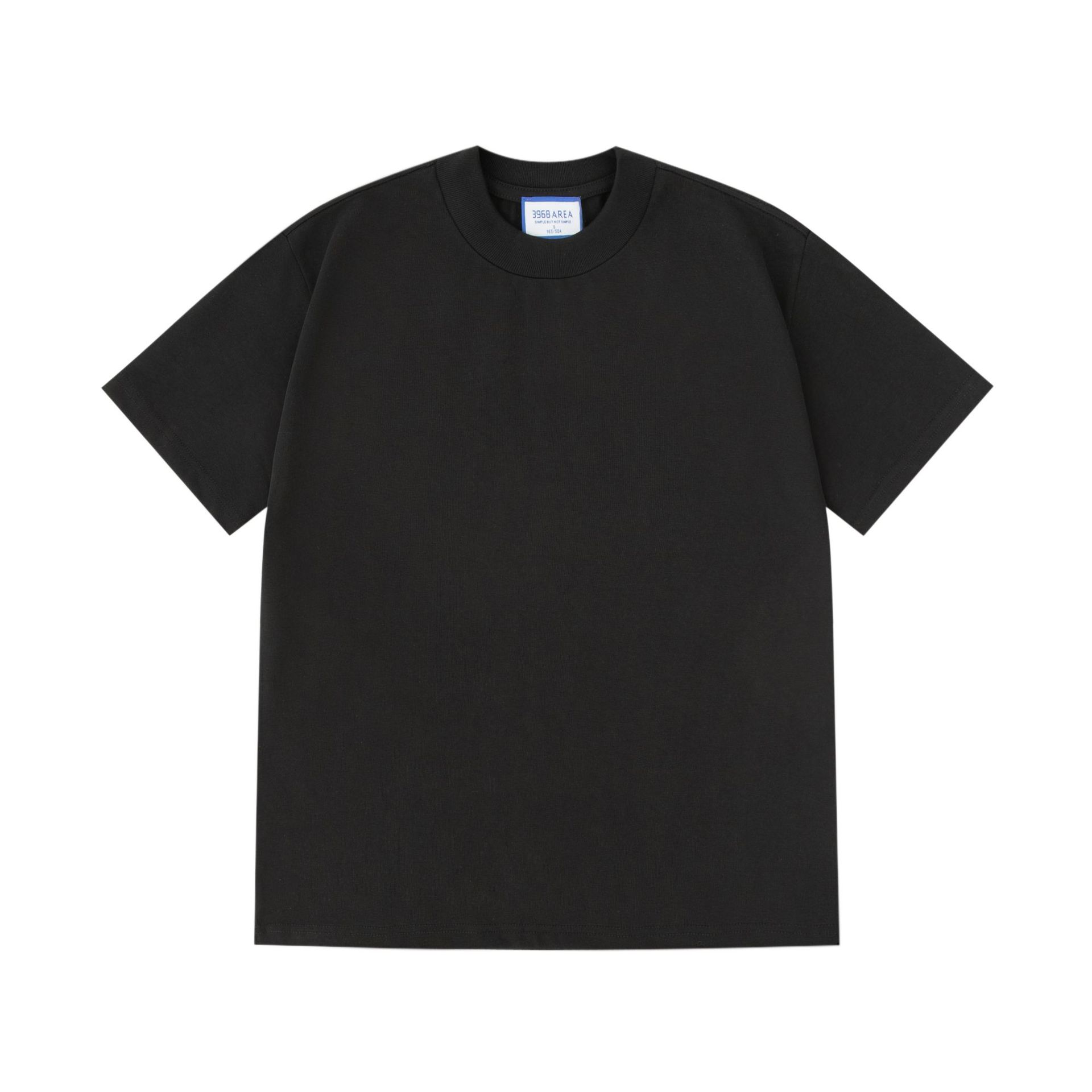 400g de algodón pesado de estilo americano pequeño escote camiseta de los hombres sueltos más tamaño de algodón de manga corta camiseta camisa de fondo