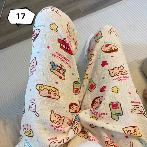 Cartoon Straight Versatile Pajama Pants Walking Pants Loose Cartoon Lazy Pants Home Wide Leg Pants Thin Pants Foreign Trade