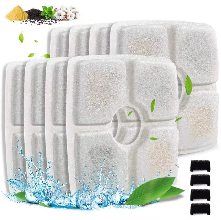 Фильтрующий элемент для квадратного поилки для животных, фильтр для поилки для кошек, фильтрующая сетка из хлопка, фильтрующая прокладка для воды, интеллектуальный бесшумный