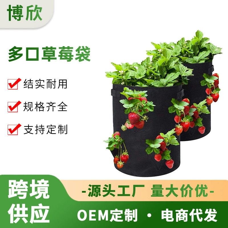 Популярный многокомпонентный войлочный мешок для выращивания клубники Amazon, улучшенная версия мешка для выращивания из нетканого материала, многокомпонентный мешок для клубники
