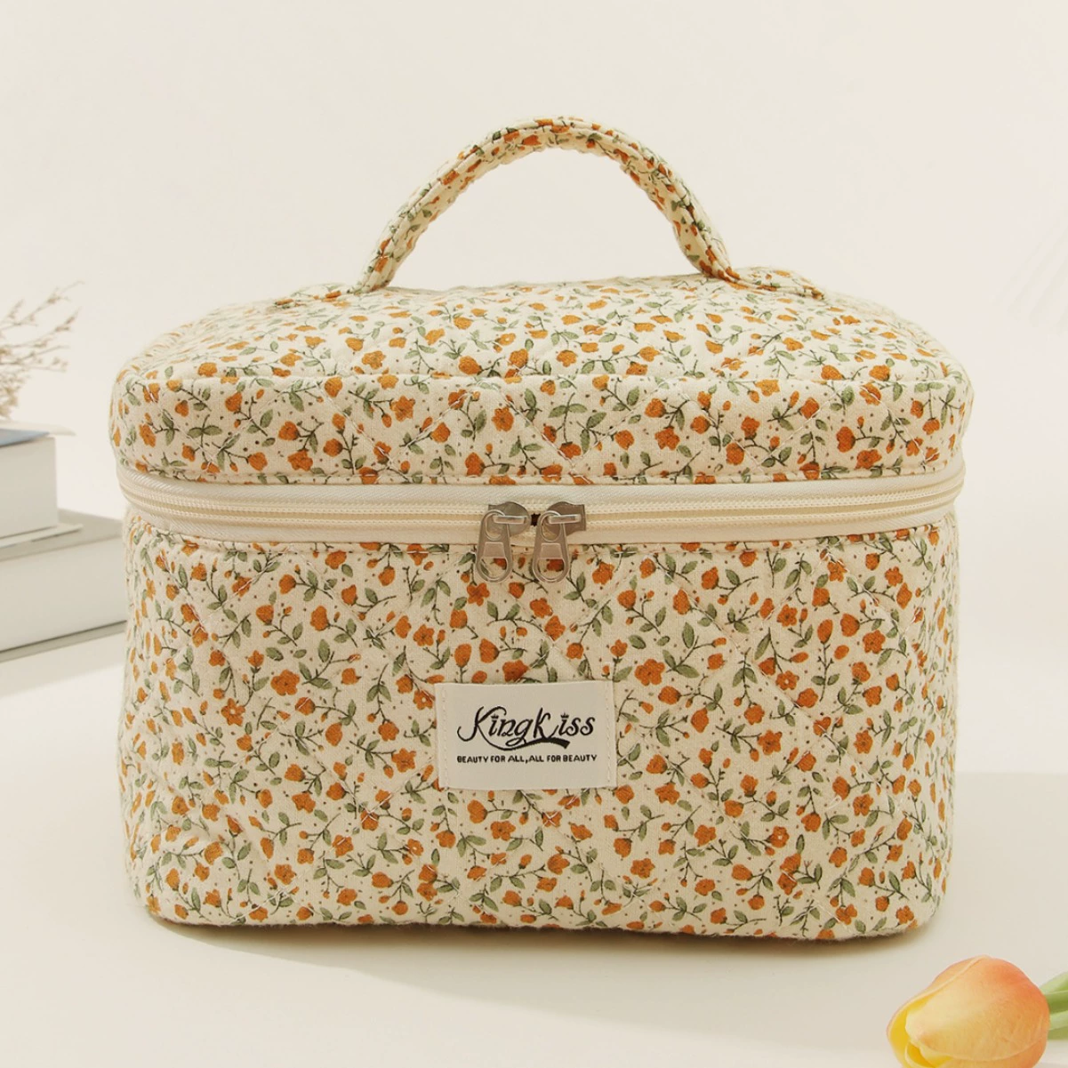 Портативный вместительный косметичка Bag для рук, маленькая сумка, симпатичная система хранения, с цветочным принтом