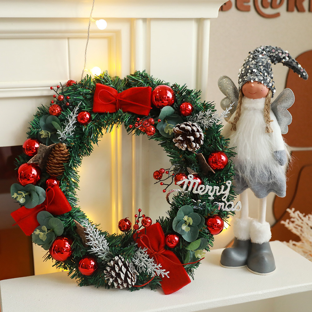 Seda verde nuevo guirnalda de Navidad eucalipto flocado Garland 40CM decoración de la puerta decoraciones transfronterizas