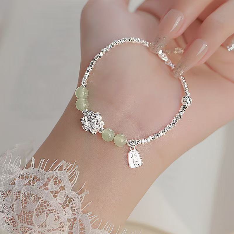 New Chinese-Style Good Luck Lotus Silver Bead Bracelet Ins2026 New Versatile Bracelet Light Luxury Personalized Exquisite Hand Jewelry