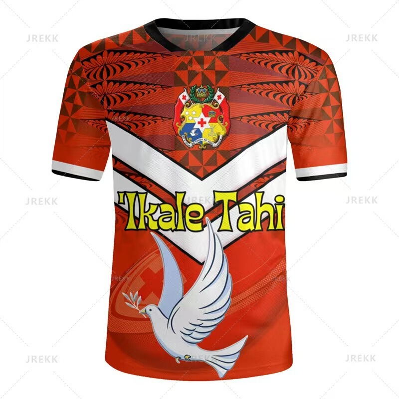 Harajuku 3D Tonga Rugby Jersey Print V-Neck T-Shirt Tonga Kingdom Emblem Graphic V-Neck T-Shirt Men's Clothing Harajuku 3D Tonga Rugby Jersey Print V-Neck T-Shirt Tonga Kingdom Emblem Graphic V-Neck T-Shirt Men's Clothing