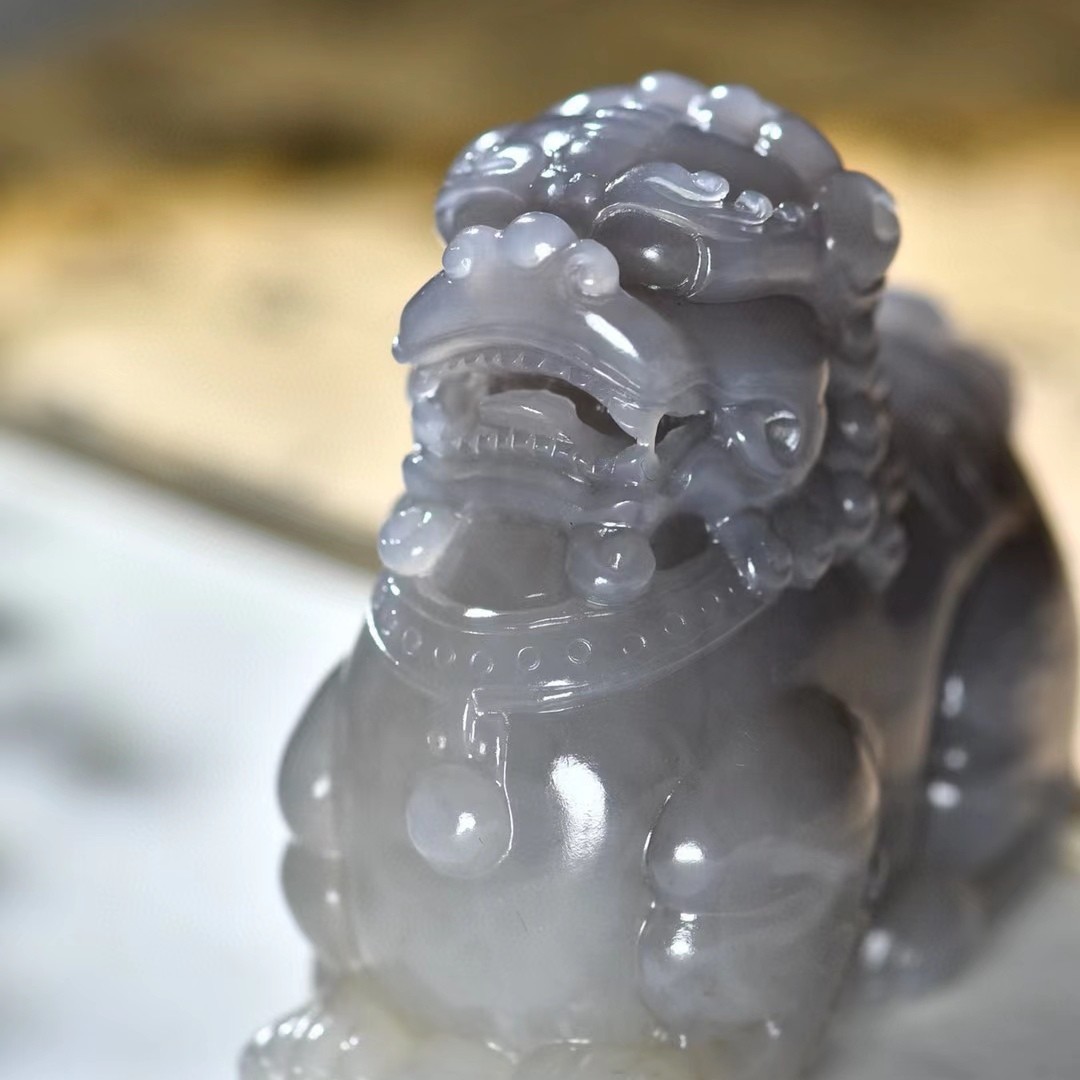 和田玉紫罗兰事事如意.狮子手把件挂件厂家批发一件代发 支持复检|ms