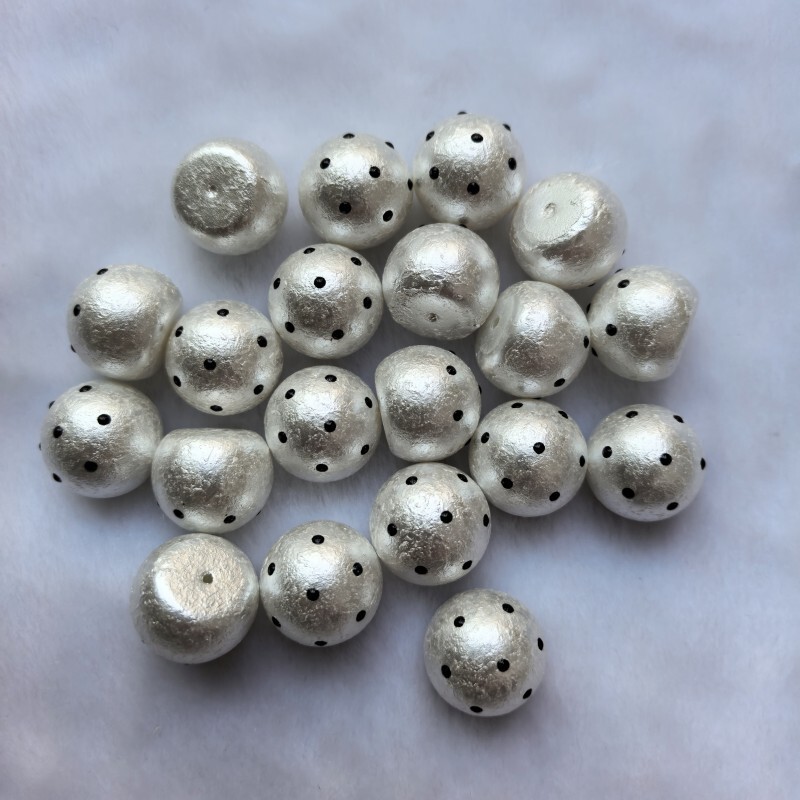 High-Waisted Beads French Black Polka Dot Snowflake Beads Plastic Imitation Cotton Beads Hot Selling Earrings Hair Accessories DIY Material