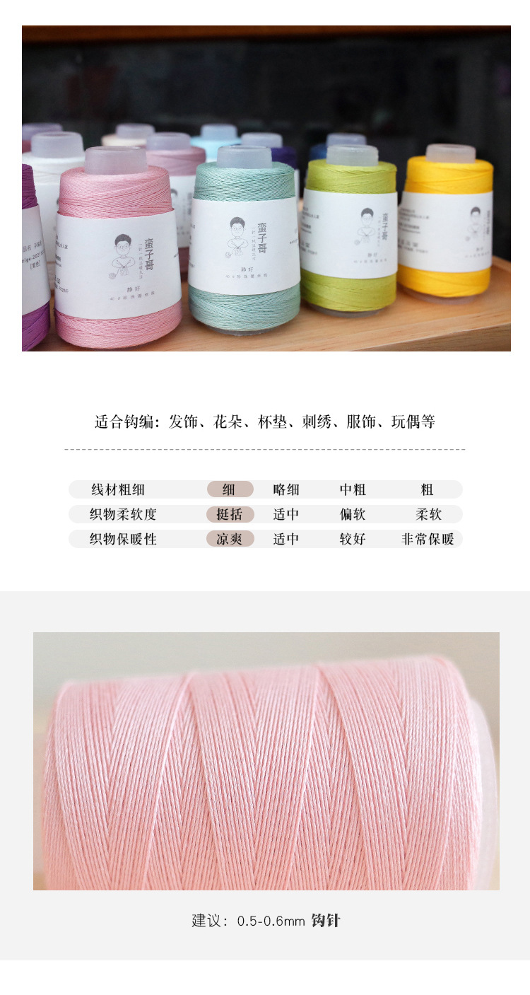 Description Picture 3 of item20g Handmade Crochet Thread Fine 40 Gauge Boutique Pearl Lace Thread Bobbin Micro Crochet Hand Bow Embroidery Floss