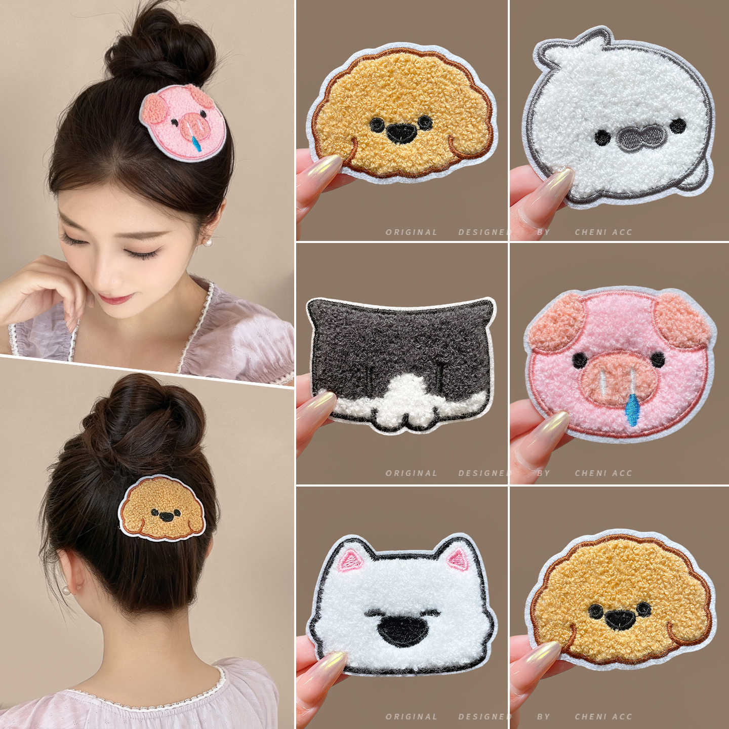 2026 New Autumn/Winter Plush Cartoon Animal Magic Tape Hair Clip for Forehead Bangs, Cute Hair Fixing Clip