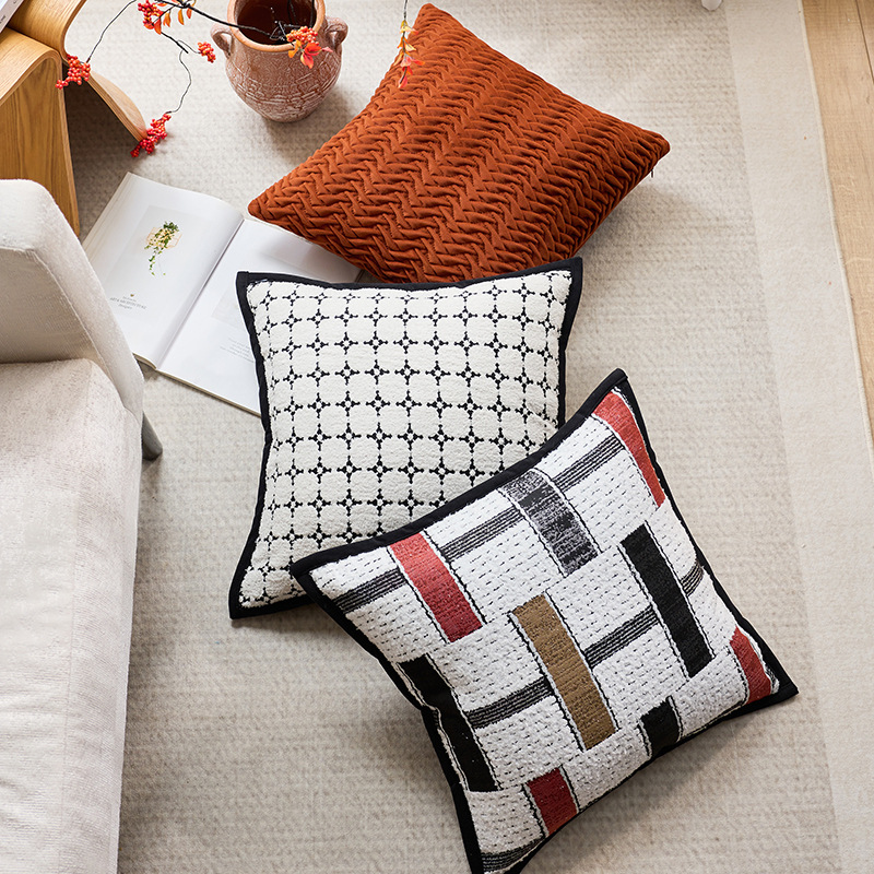 Casas transfronterizas modernas y simples jacquard almohada de hotel modelo de habitación decoración cojín cubierta de sofá sala de estar almohada cubierta