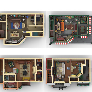 Moc-80163 Modular Building Parts of the Apartment with Interior in Tv Series 5677