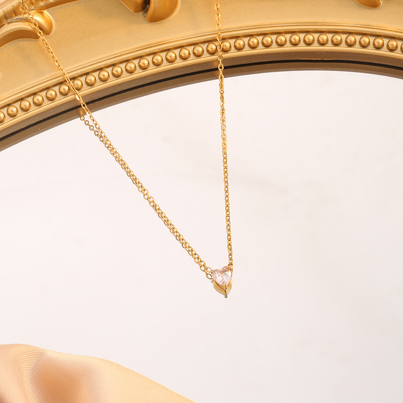 Wholesale Jewelry Simple Style Classic Style Heart Shape Titanium Steel Plating Pendant Necklace Cable Chain display picture 5