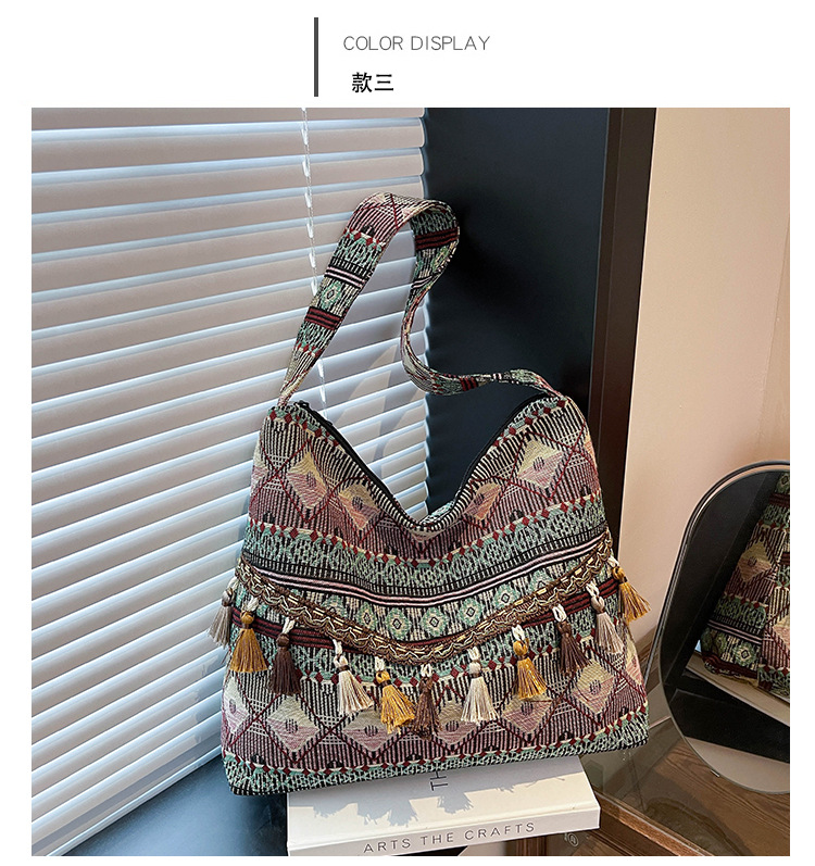 Bolsos de gran capacidad de estilo nacional para mujeres 2025, nueva moda extranjera, bolsas de hombro de borda, bolsas de compras al aire libre