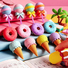 Cartoon Donut Rubber Eraser Student Creative Eraser Cute Simulation Snack Eraser Stationery Set Gift