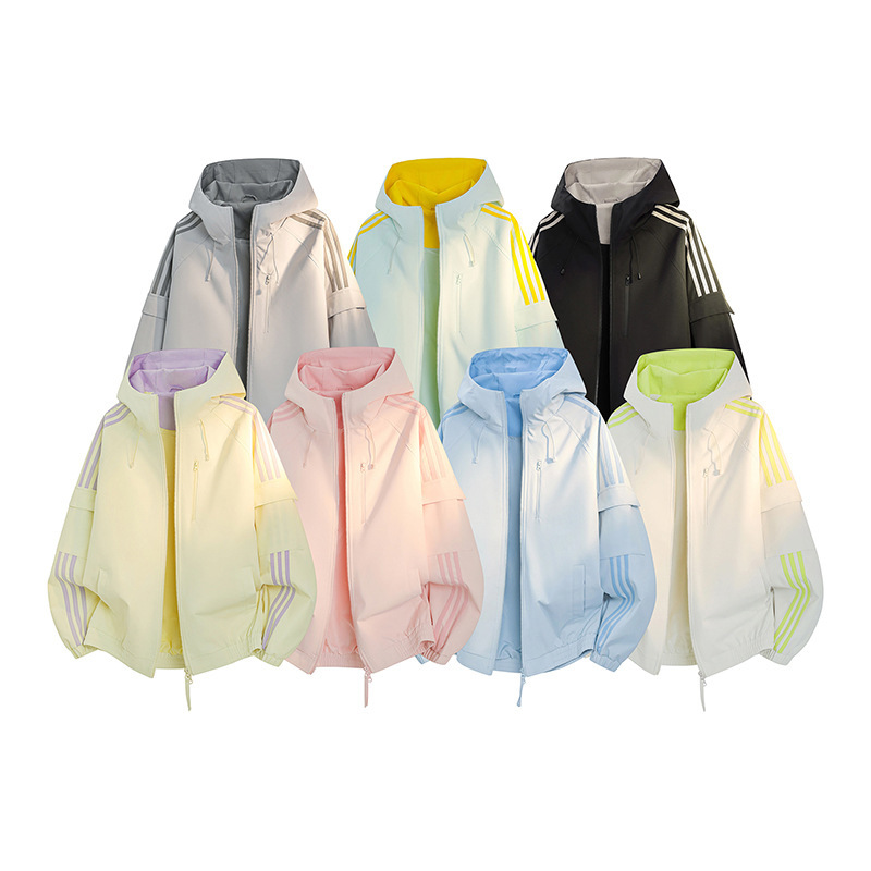 American-style color-block striped hooded jacket for men, autumn, super stylish for petite individuals, sporty, loose-fitting, couple's hiking jacket American-style color-block striped hooded jacket for men, autumn, super stylish for petite individuals, sporty, loose-fitting, couple's hiking jacket