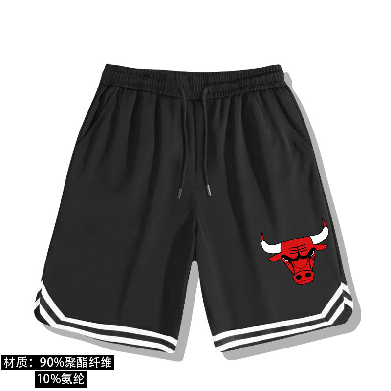 Bulls Lakers Basketball Ice Silk Quick-Dry Sports Fitness Summer Youth Elastic Waist Loose-Fitting Five-Point Shorts