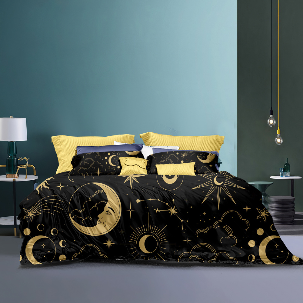 Set pattern constellation starry sky 90g matte duvet cover pillowcase_voghion.com
