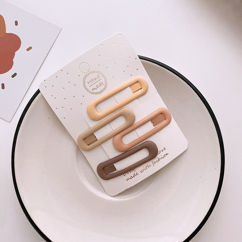 15g Weight Hair Clip Hair Accessories Type 1 Set Quantity Holiday, Daily, Selfie Occasion Metal Material Geometric Pattern Women's Gender Sweet Style New One Card 4 Versatile Basic Frosted Dripping Cream Tea Color BB Clip Five Stars Lovely Heart-Shaped Hair Clips Hair Accessories 12