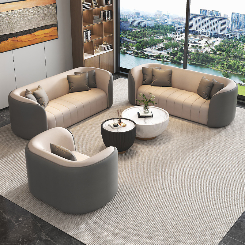 Salón de belleza de lujo ligero nórdico hotel sofá / silla de venta de recepción empresarial combinación de mesas de oficina negras