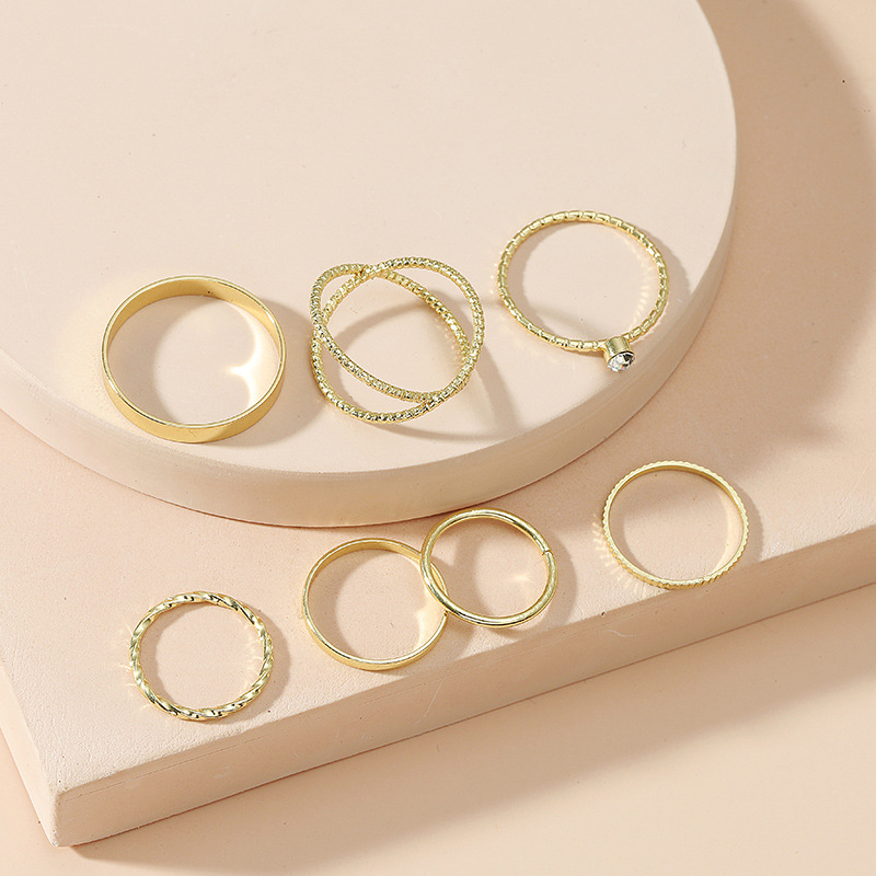 Simple Geometric Circle 7-piece Ring Wholesale display picture 2