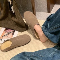 羊皮版 ~ ブドウのお母さんの同じ本革row風の柔らかい顔の怠け者の足は厚い底の大きい頭のベーケンの靴の半分を踏んで秋を引き延ばします。