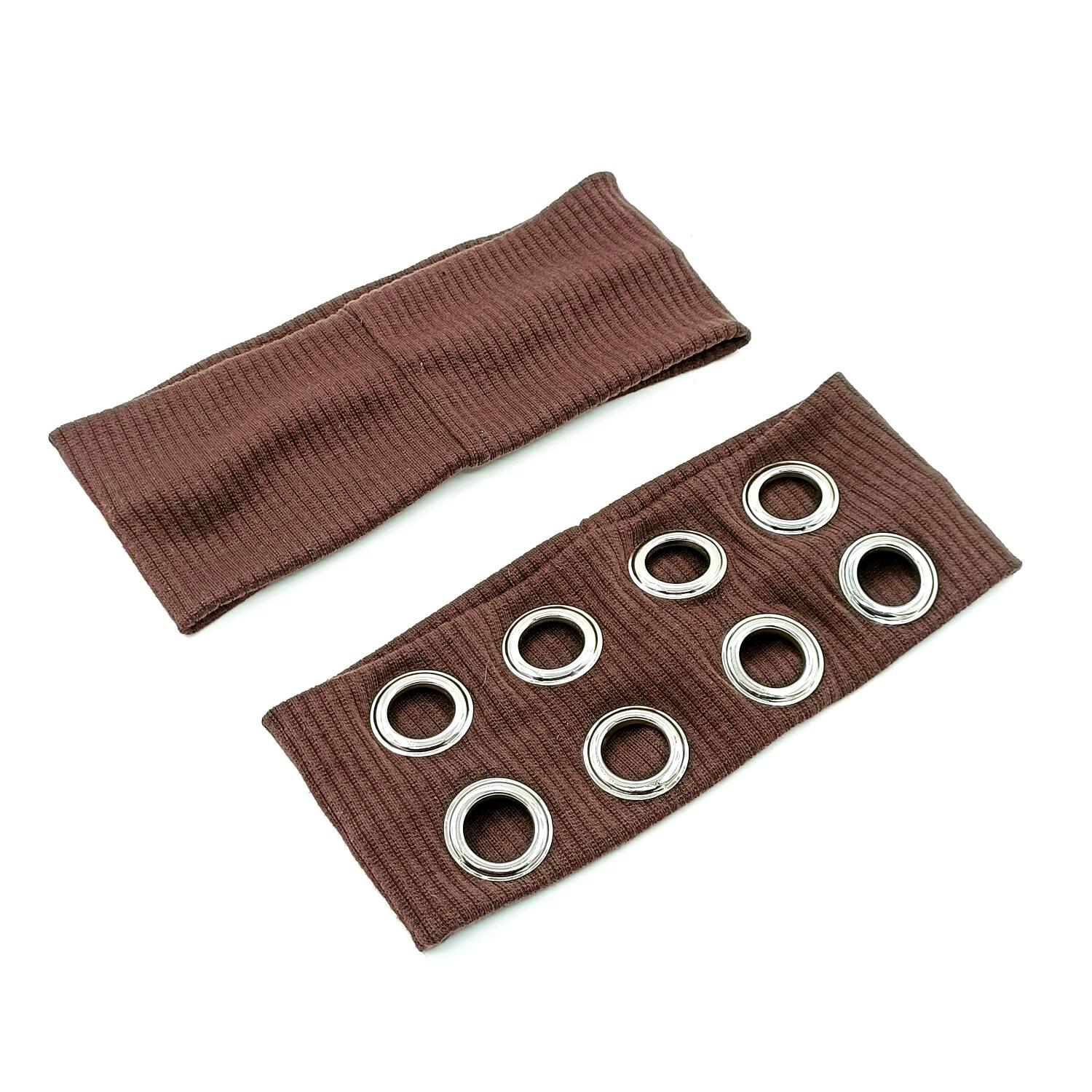 HW241201-20x8cm针织布+8气眼朋克风钉釦头带-