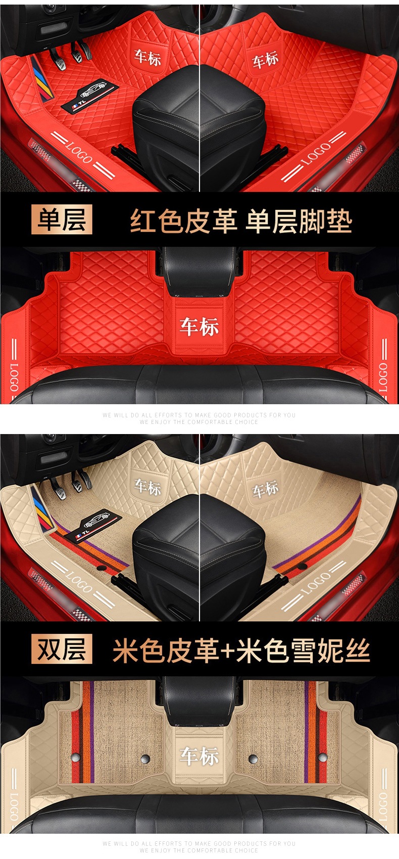 Car Floor Mats, Fully Enclosed Special Leather Double-Layer Xuesnis Foot Mats [Special Vehicles for Thousands of Models]