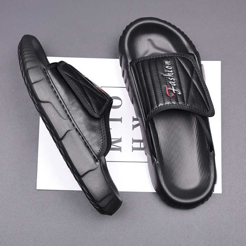 Top Sheepskin Summer New Men's Slippers Genuine Leather Fashionable Breathable One-Word Slippers Men's Beach Shoes Sandals Men's Shoes Top Sheepskin Summer New Men's Slippers Genuine Leather Fashionable Breathable One-Word Slippers Men's Beach Shoes Sandals Men's Shoes