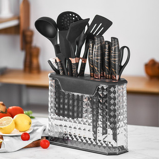 Silicone Kitchenware 16 Piece Set Non-stick Cooking Spoon and Shovel Household Knife with Storage Barrel Color Boxed Knife suit