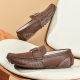 TikTok Live Cross-border Genuine Pea Shoes Trendy Casual Leather Shoes Cowhide Slip-on Driving Trendy Shoes plus size Men's Shoes