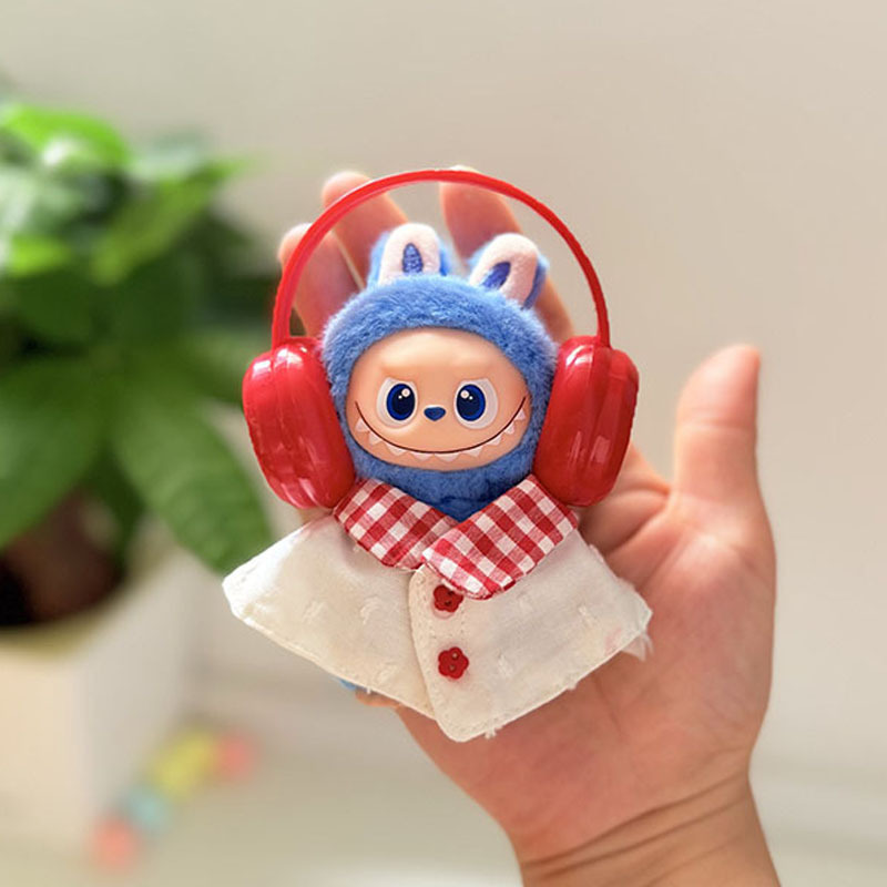 迷你版4.0LABUBU搪胶脸毛绒盲盒玩偶衣服圣诞套装小鼻嘎心底密码|undefined