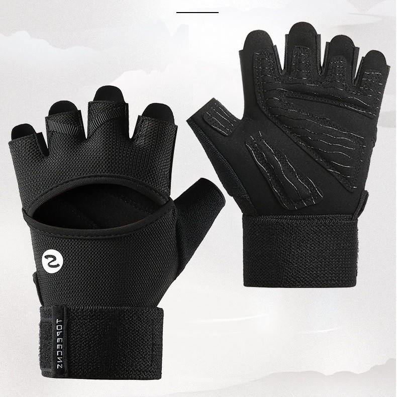 Spring and Summer Fitness Gloves Outdoor Men and Women Extended Wrist Fitness Protection Cycling Horizontal Bar Anti-Slip Sports Half Finger Js11