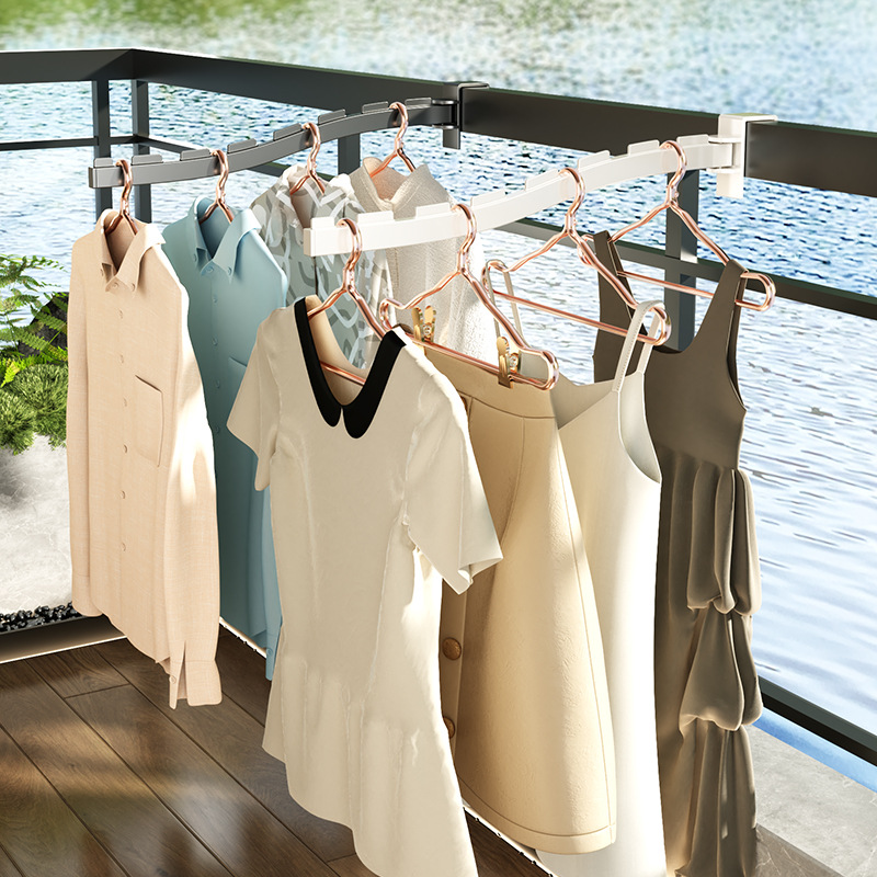 Folding Clothes Drying Rack, Telescopic Clothes Drying Rod, Balcony Window Outdoor Clothes Drying Rack, Household Simple Clothes Hanging Rod Artifact