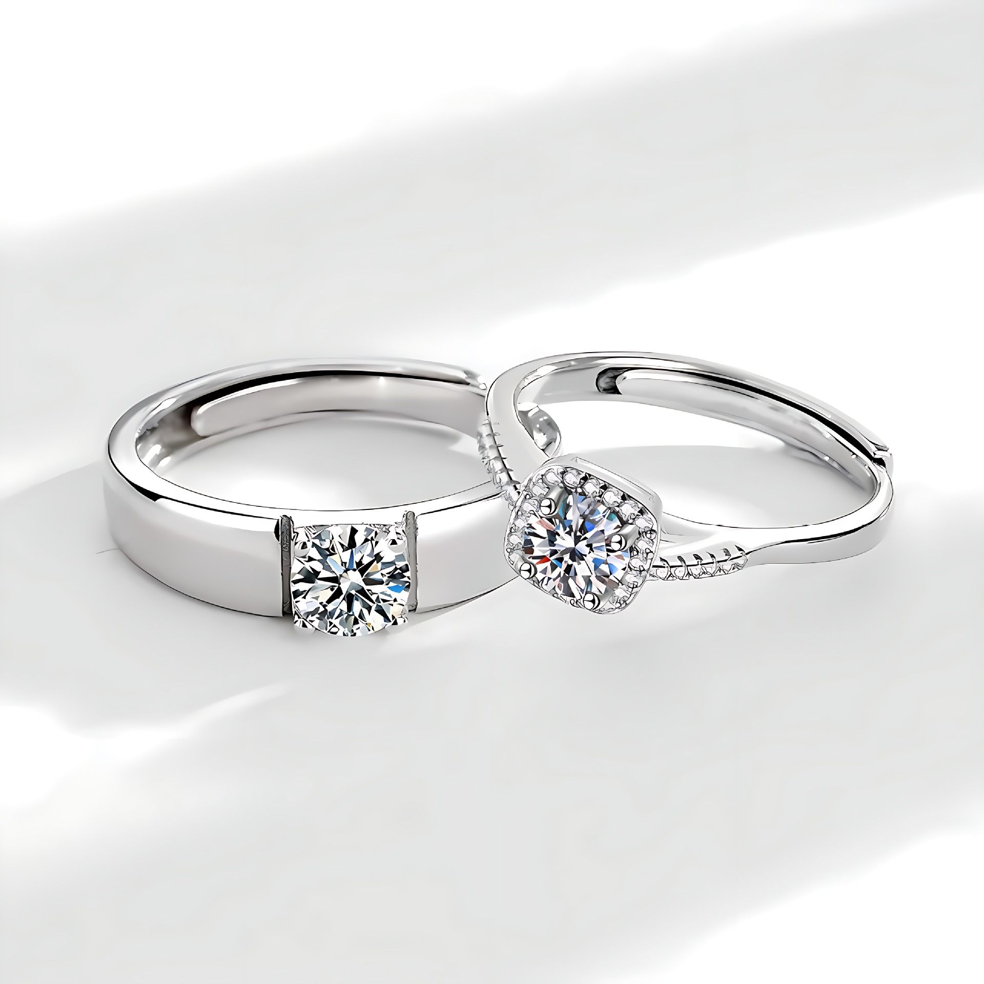 hot sale opening adjustable simple couple ring wedding diamond ring wedding ring carat lover ring_voghion.com