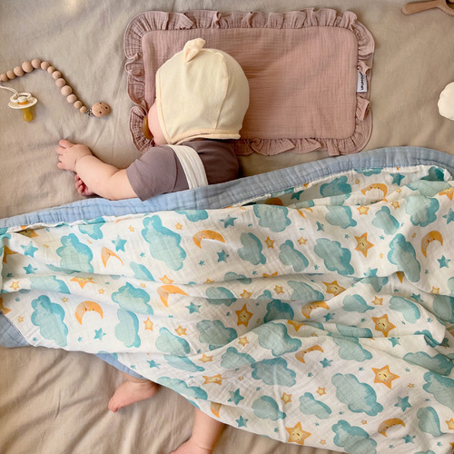 Four-layer bamboo cotton quilt type A newborn bag sheet baby blanket newborn baby bath towel cover quilt blanket