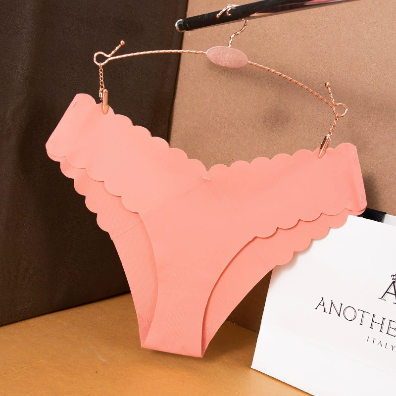 Женские бесшовные бикини-с underwear с волнистым краем, дышащий хлопковый промежности, талия V, мягкое ощущение ледяной шелкови