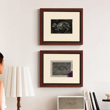 远古生物化石标本挂画甲骨中古小众艺术骨架组合客厅玄关装饰画