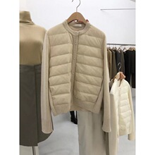 气质优雅针织毛衣棉服女2023秋冬新款宽松百搭保暖设计感短款外套