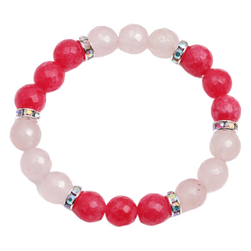 Europa y América simple transfronteriza 10mm corte Rosa cristal cuentas pulsera de piedra natural pulsera de cuentas pulsera del Día de la madre para las mujeres