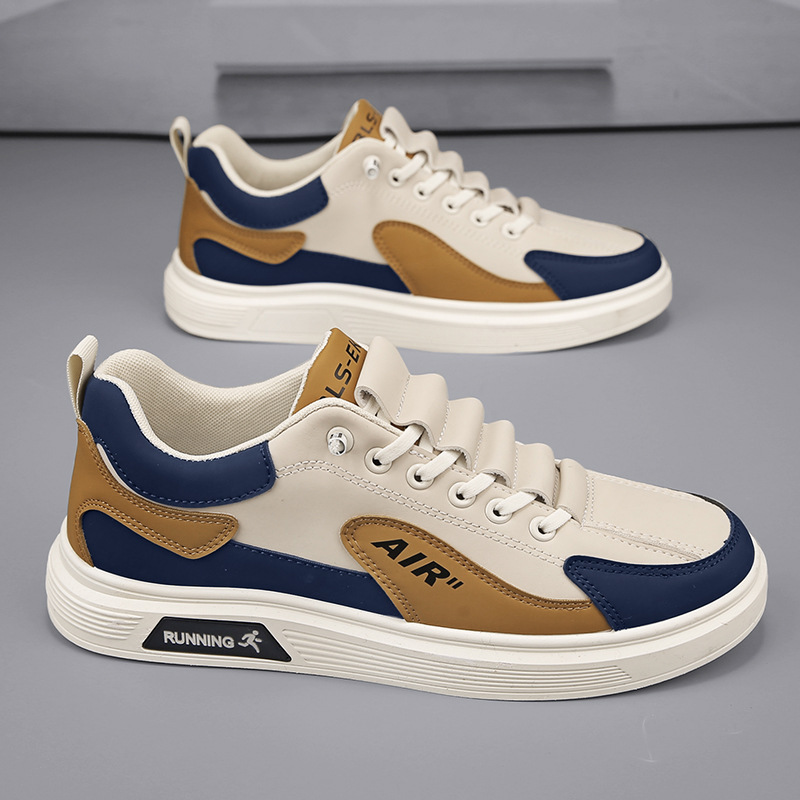 Zapatos de skate para hombres de verano nuevos zapatos deportivos transpirables de cuero de moda juvenil coreano universal zapatos blancos para hombres image 1