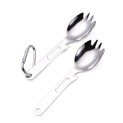 Wholesale Outdoor Picnic Fruit Fork Spoon Set Multifunctional Bottle Opener Fork Spoon Combo 304 Stainless Steel Spoon