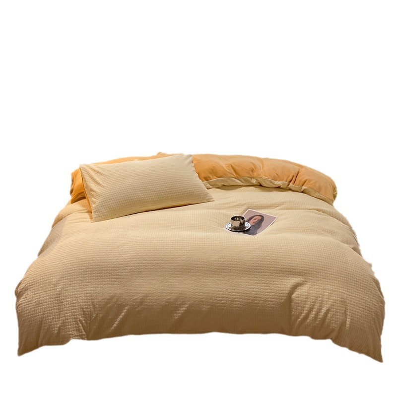 厚いワッフルミルクの毛の4つのセットの3dの立体の彫刻の冬の宝の宝の毛の3つのセットのシーツのベッドの笠の金