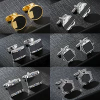 AliExpress Amazon Новые квадратные запонки с кристаллами черного агата модные французские запонки для мужского костюма