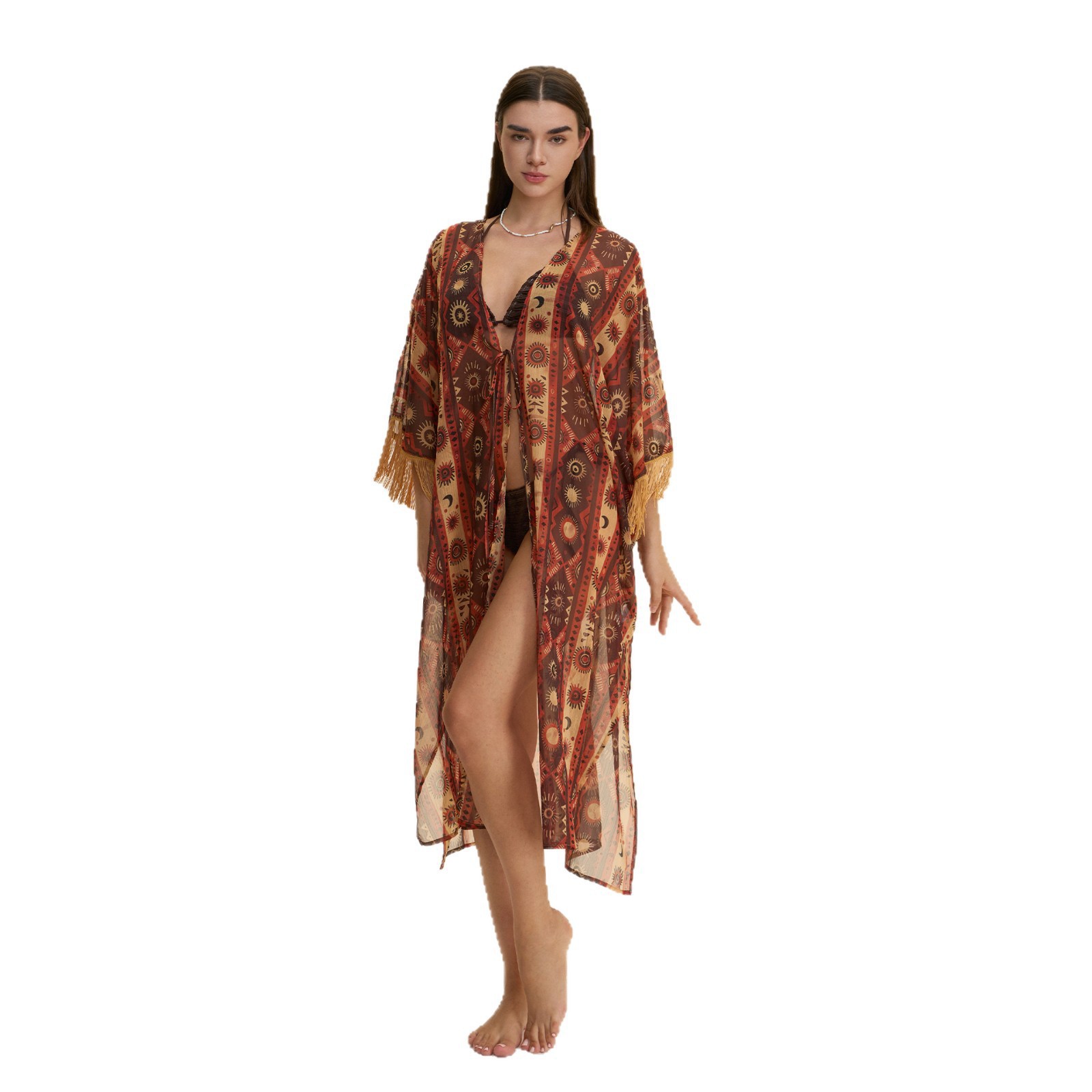 Amazon transfronterizo Europa y América de verano pijamas de chiffón camisas de playa de mujer túnica de abrigo abrigo ZP3940