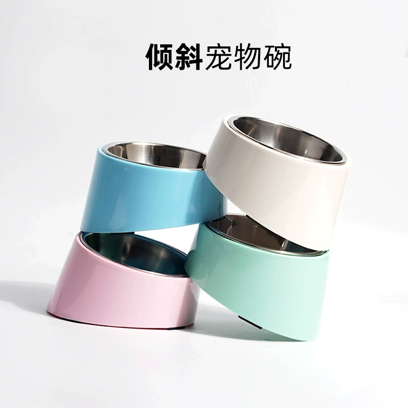 Shupu нержавеющая сталь миска для собак миска для кормления питьевая вода Посуда для домашних животных наклонная круглая миска физический магазин производитель