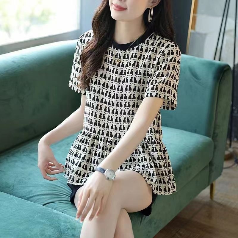 2024 fashionable large-size chiffon belly-covering chiffon shirt…