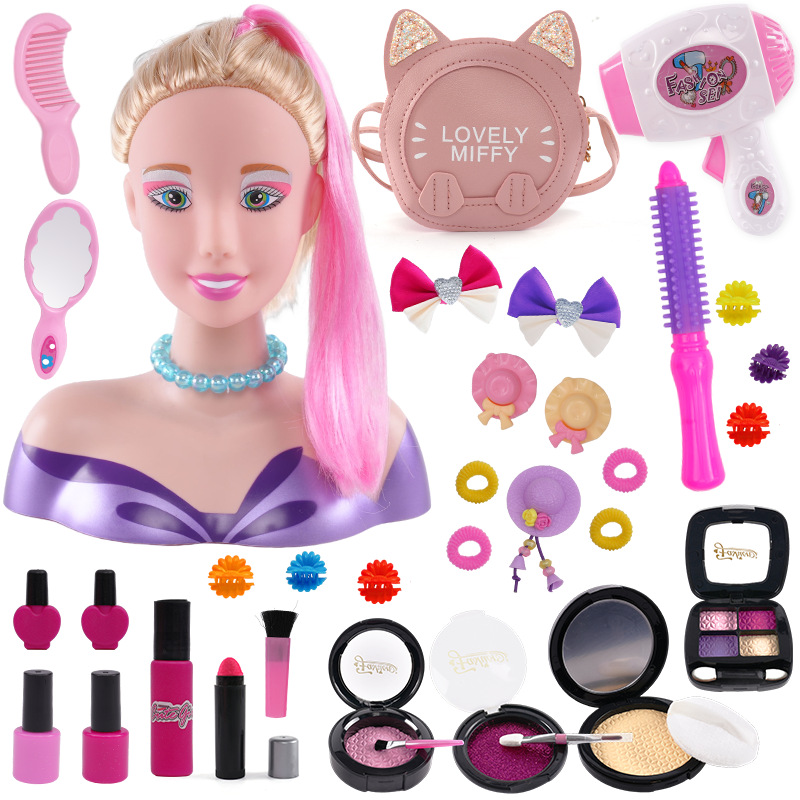 Amazon play House media-longitud traje de muñeca peine pelo puede hacer secador de pelo peluquería modelo de simulación de juguete al por mayor