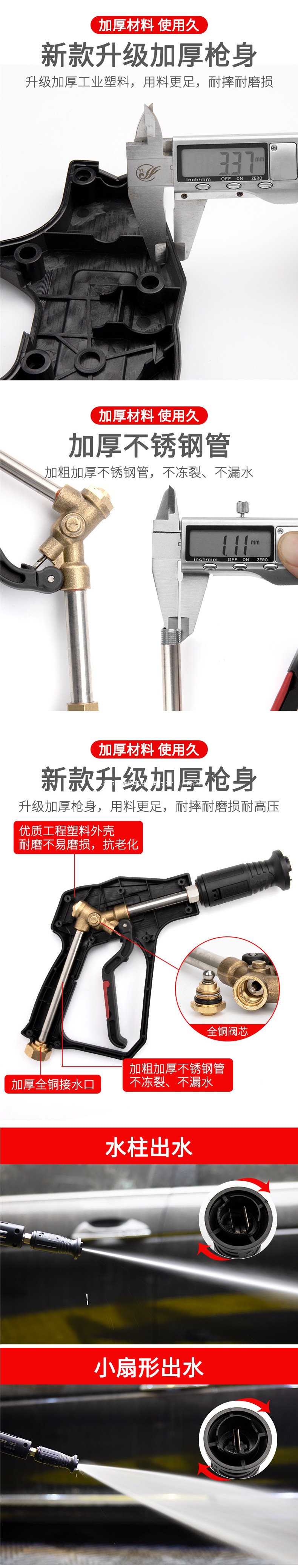 High-pressure water gun head for car wash machine, 380 black cat cleaning machine nozzle, spray gun, car washing pump, compatible with Man
